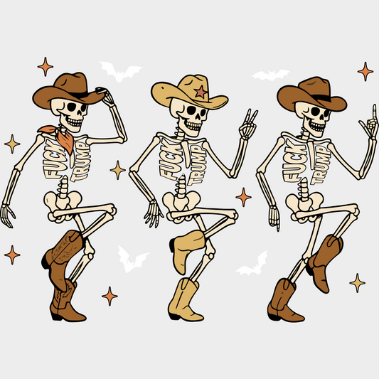 Cowboy Skeletons - Halloween DTF Transfer Adult – S & M (10’’) / Light Color Design (See Imaging)