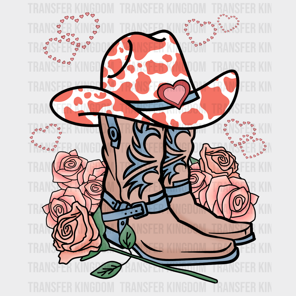 COWGIRL BOOTS AND ROSES - DTF heat transfer - transfer-kingdom