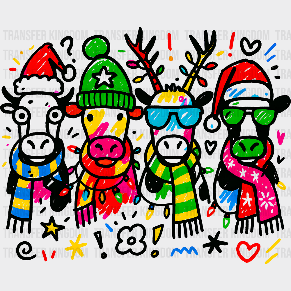 Cows Colorful - Christmas DTF Transfer