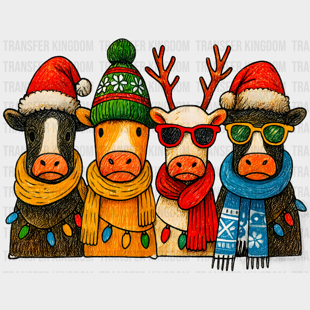 Cows Drawing - Christmas DTF Transfer