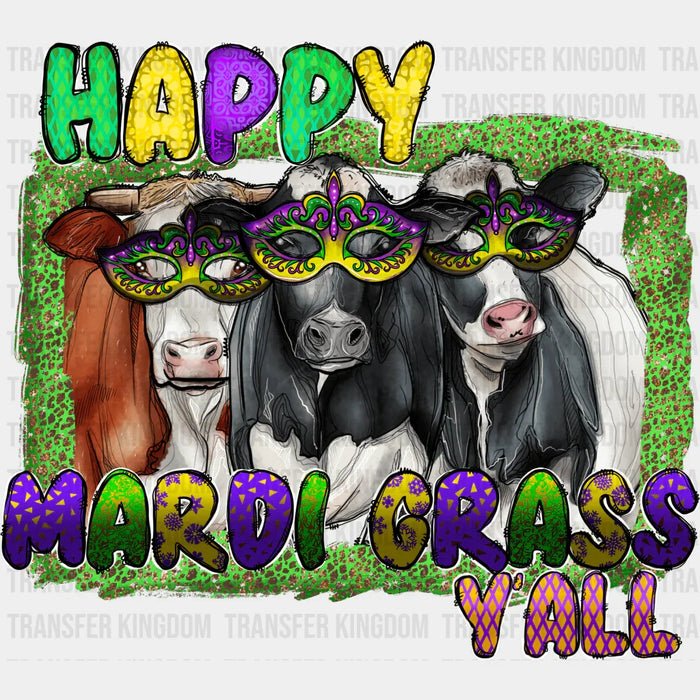 Cows Mardi Gras Design- Mardi Gras DTF heat transfer