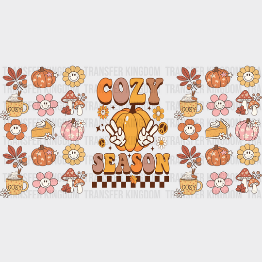 Cozy Season Checkered Design - Fall Cup Wrap Uv Sticker Permanent Dtf Decal