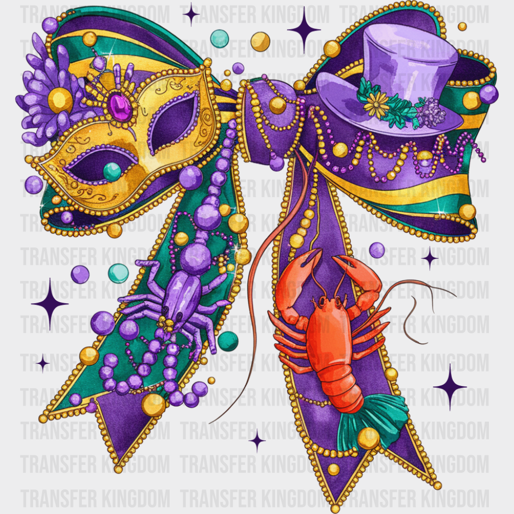 Crawfish Ribbon Purple - Mardi Gras DTF Transfer