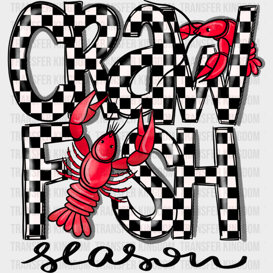 Crawfish Season Checkered Design - Dtf Transfer Unisex S & M (10’’) / Dark Color See Imaging