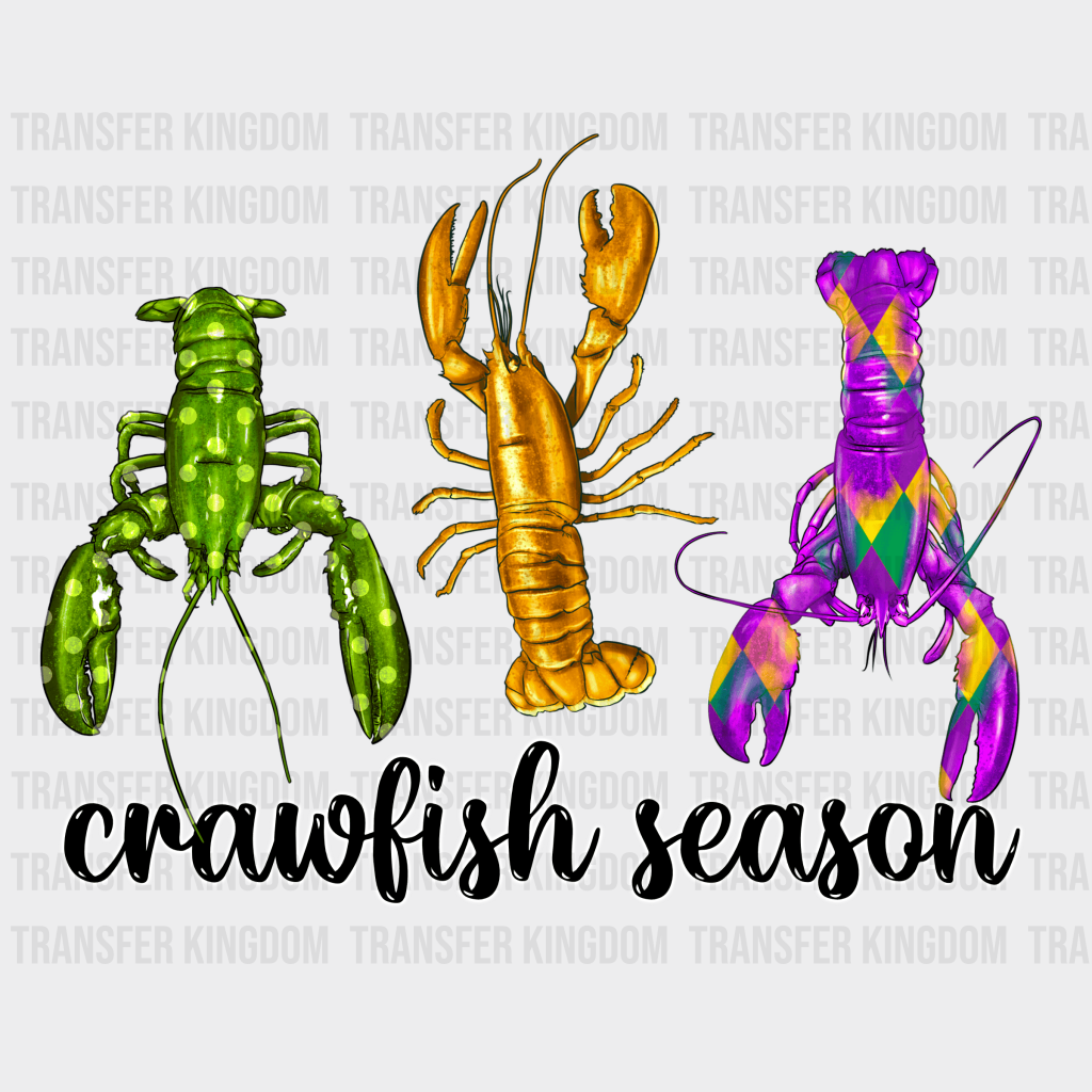 Crawfish Season Mardi Gras Design- Dtf Heat Transfer