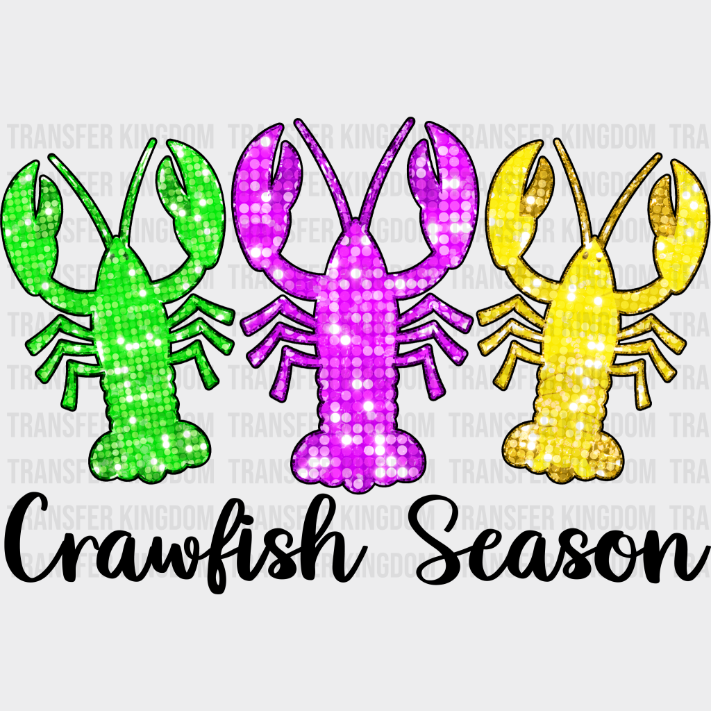 Crawfish Season Mardi Gras Design- Dtf Heat Transfer