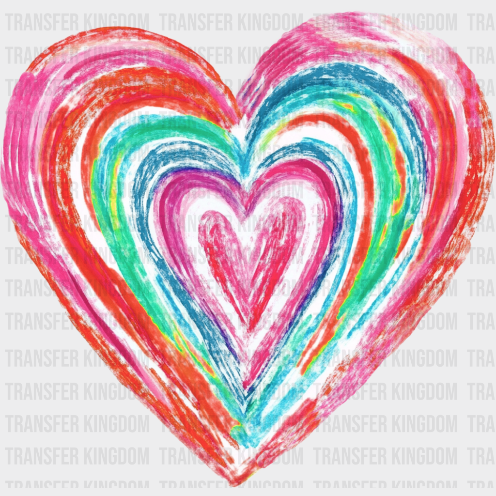 Crayon Colorful Heart - Valentine’s Day DTF Transfer