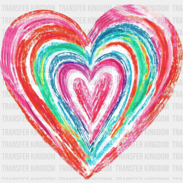 Crayon Colorful Heart - Valentine's Day DTF Transfer