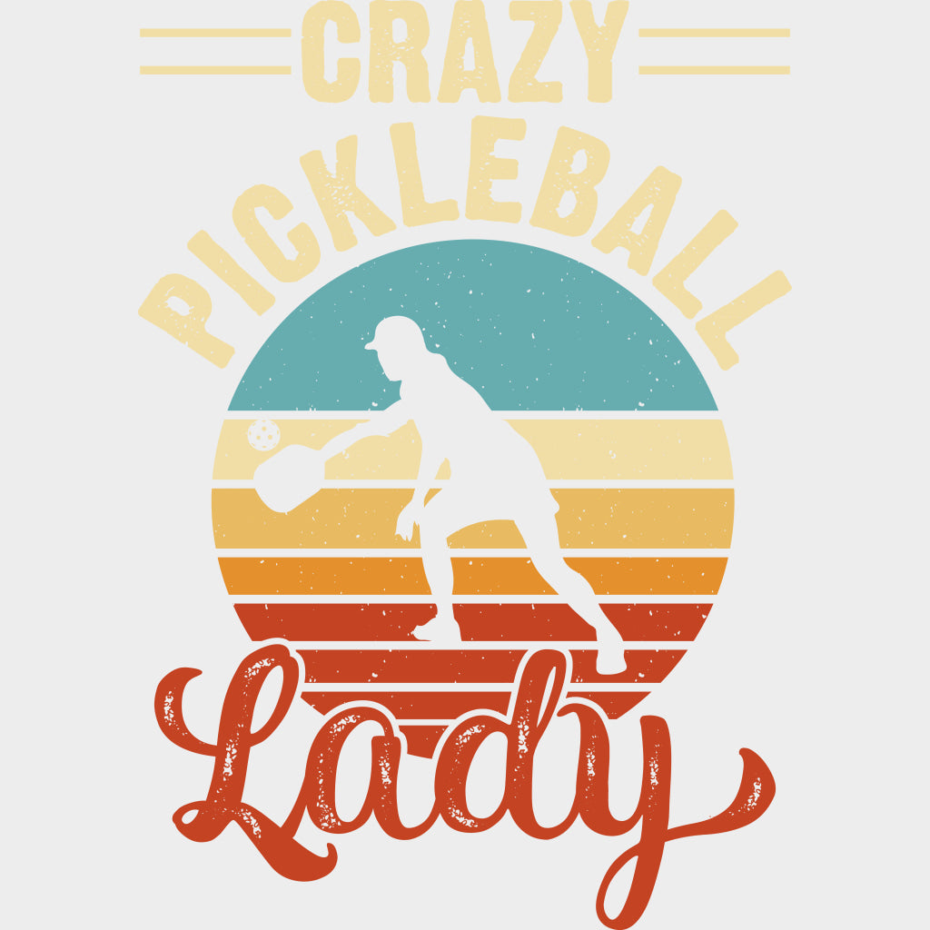 Crazy Pickleball Lady, Circle - Pickleball DTF Transfers transfer-kingdom Light Color Design (See Imaging)