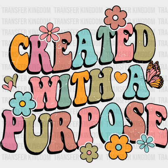 Created With A Purpose Retro - Christianity DTF Transfer