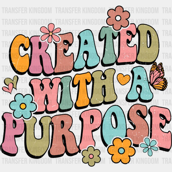 Created With A Purpose Retro - Christianity DTF Transfer