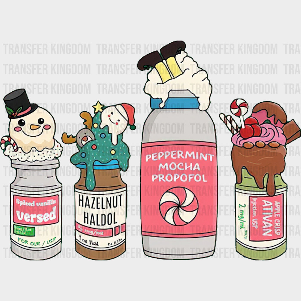 CRNA Drinks - CRNA Nurse DTF Transfers Adult Unisex - S & M (10’’) / Dark Color Design (See Imaging)