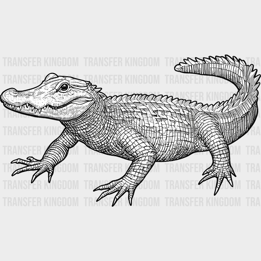 Crocodile B&W - Animals DTF Transfers - Adult Unisex - S & M (10’’) / Dark Color Design (See Imaging)
