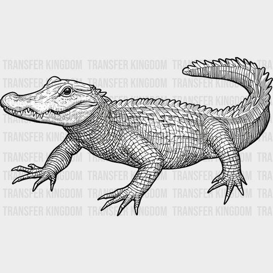 Crocodile B&W - Animals DTF Transfers - Adult Unisex - S & M (10’’) / Dark Color Design (See Imaging)