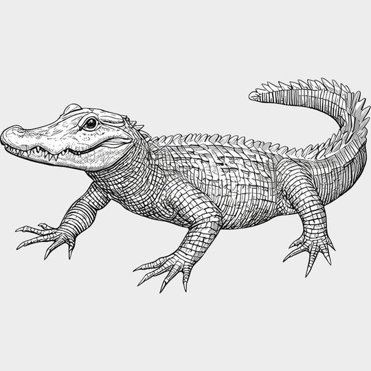 Crocodile B&W - Animals DTF Transfers - Adult Unisex - S & M (10’’) / Light Color Design (See Imaging)