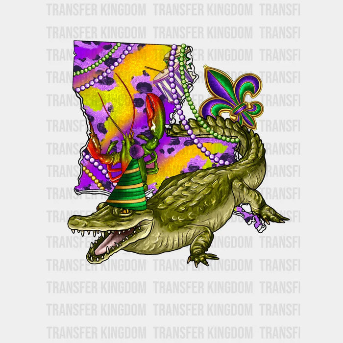 Crocodile Mardi Gras Design- Mardi Gras DTF heat transfer