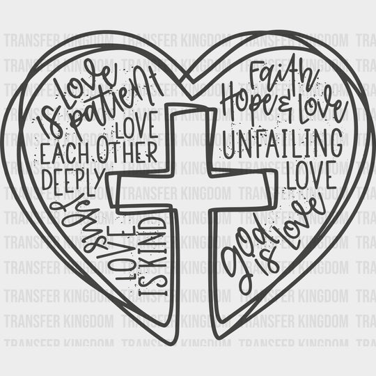 Cross B&W - Valentine's Day DTF Transfers transfer-kingdom Dark Color Design (See Imaging)