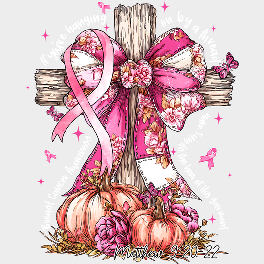 Cross Breast Cancer Awareness DTF Transfer Adult Unisex S & M (10’’) / Light Color Design (See Imaging)
