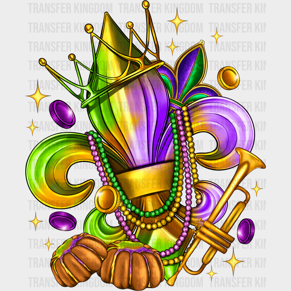 Crown Mardi Gras Design- Dtf Heat Transfer