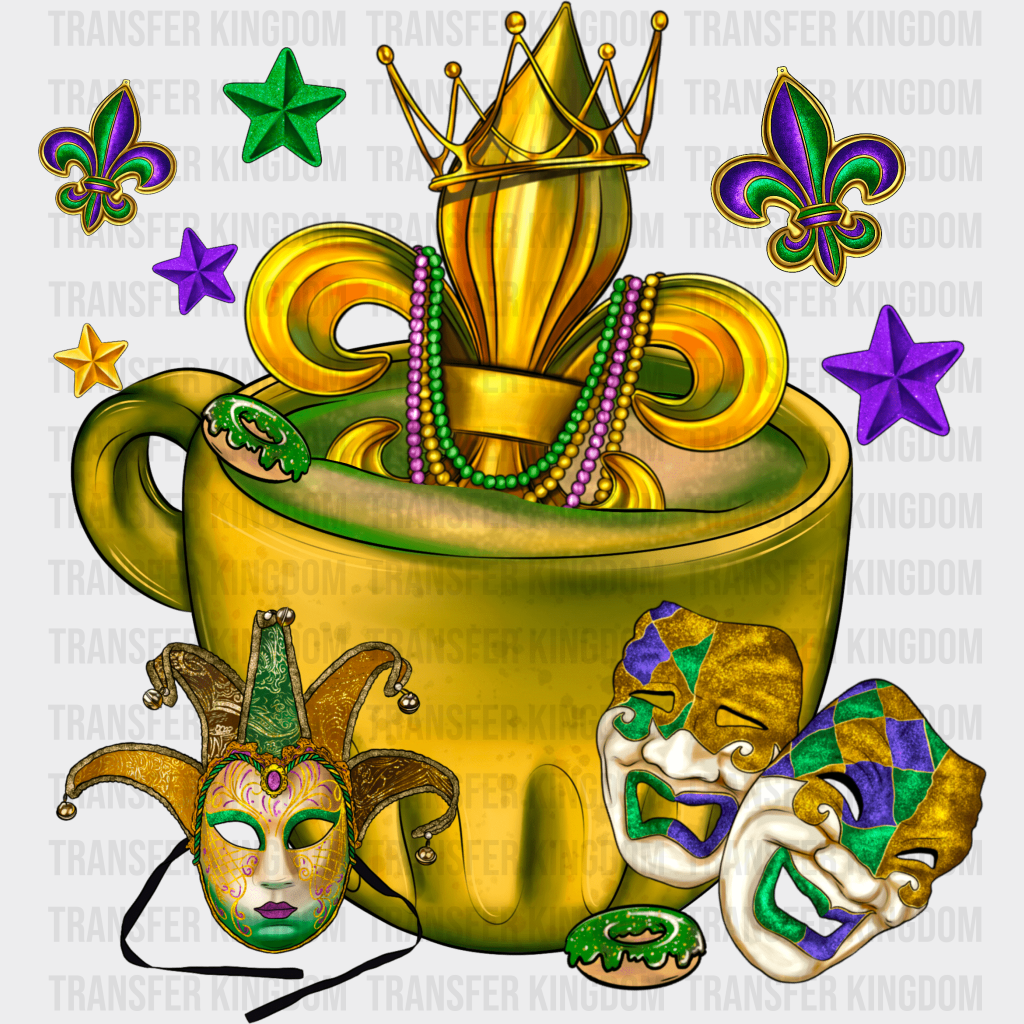 Cup Mardi Gras Design- Dtf Heat Transfer