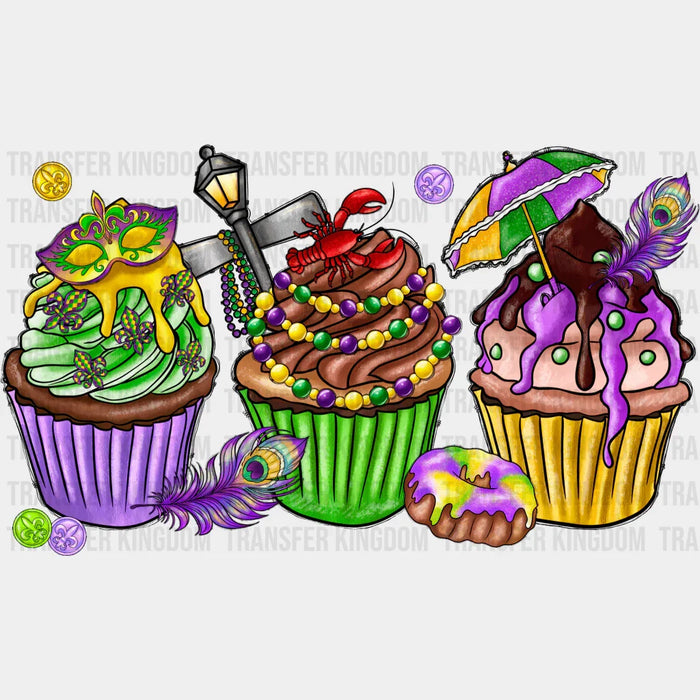 Cupcakes Mardi Gras Design- Mardi Gras DTF heat transfer