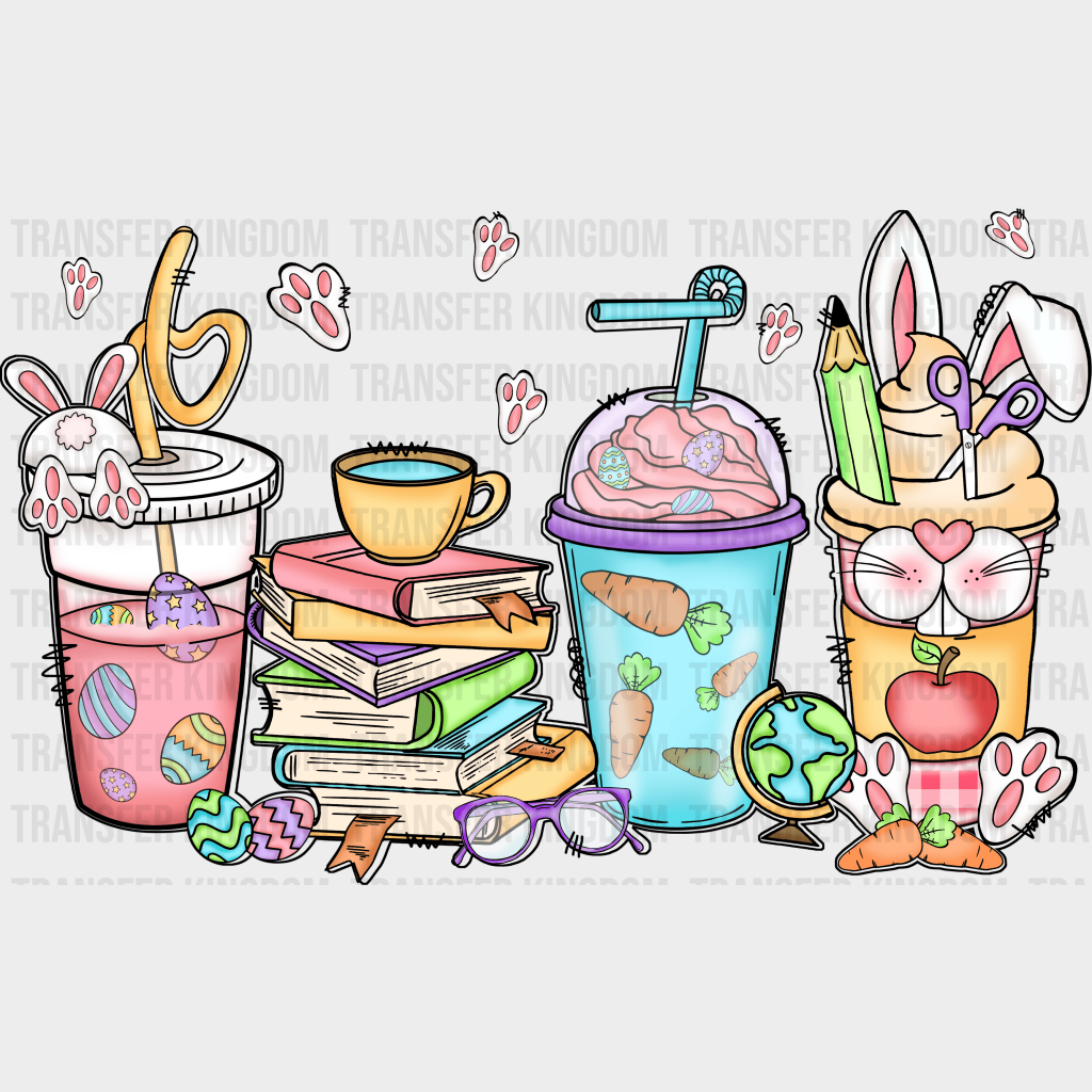 Cups&Books Easter Design - DTF heat transfer - Transfer Kingdom