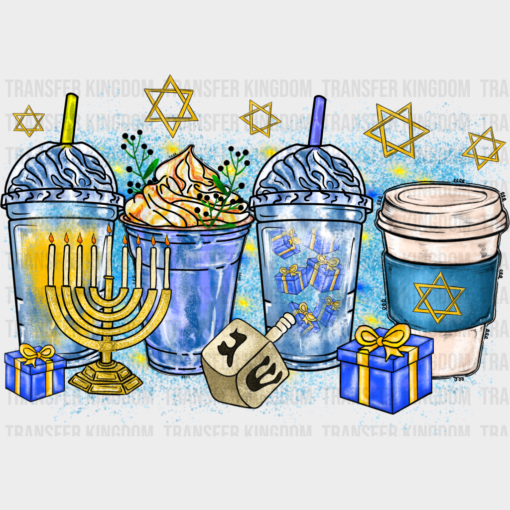 Cups Design - Hanukkah Dtf Heat Transfer