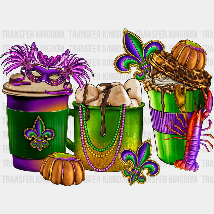 Cups Mardi Gras Design- Mardi Gras DTF heat transfer