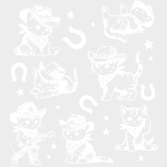 Cute Cats & Horseshoes - Rodeo DTF Transfer Adult Unisex - S & M (10’’) / Light Color Design (See Imaging)
