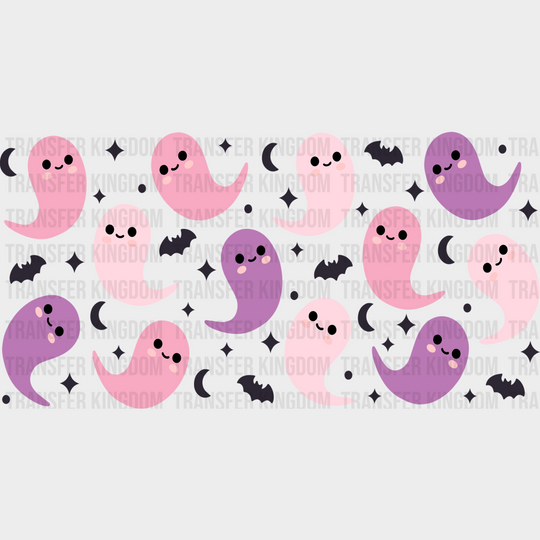 Cute Ghosts And Bats - Halloween Cup Wrap Uv Sticker Permanent Dtf Decal