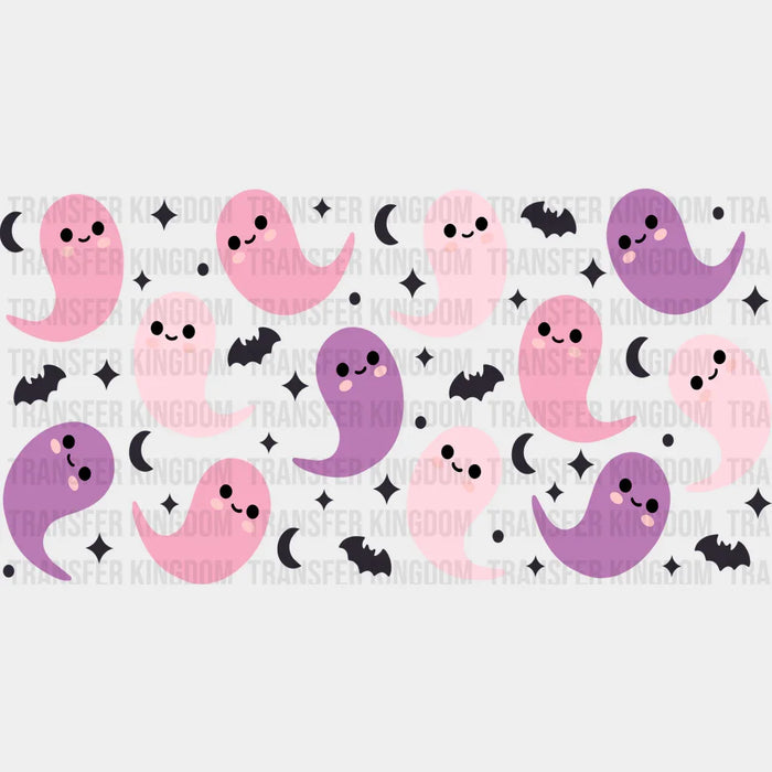 Cute Ghosts And Bats - Halloween Cup Wrap UV Sticker Permanent UV DTF Decal