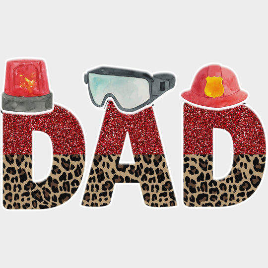 Dad, Sequin & Leopard Print - Fire Department DTF Transfers transfer-kingdom Light Color Design (See Imaging)