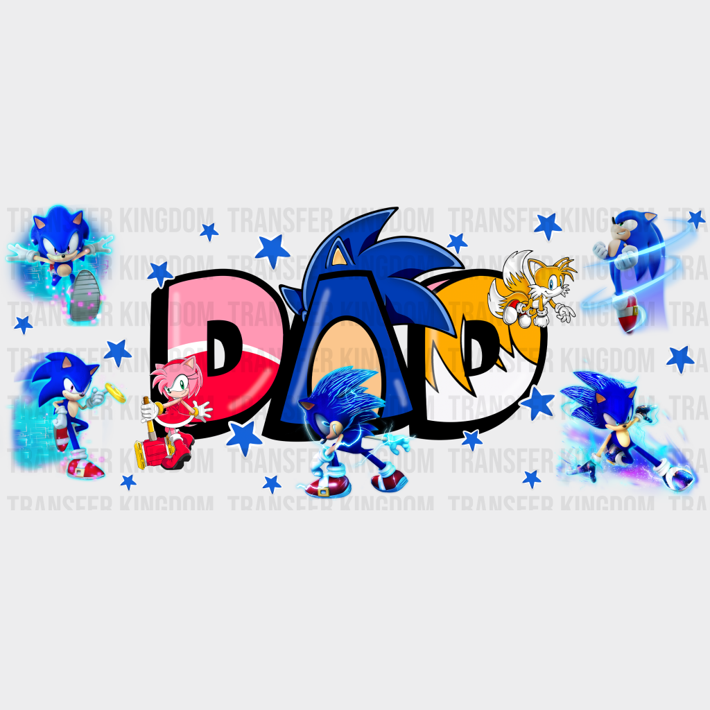 Dad Sonic Design - Cup Wrap Uv Sticker Permanent Dtf Decal