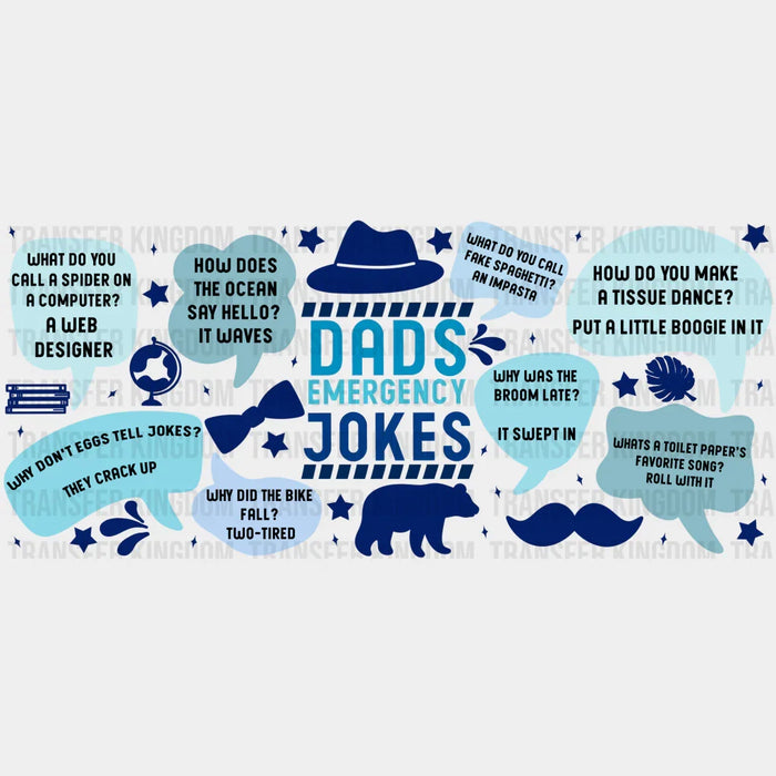 Dad's Emergency Jokes - Dad Cup Wrap UV Sticker Permanent UV DTF Decal