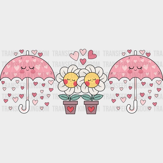 Daisies And Umbrellas - Valentine’s Day Cup Wrap Uv Sticker Permanent Dtf Decal