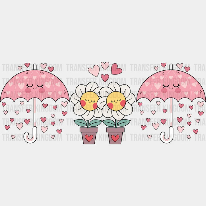Daisies And Umbrellas - Valentine's Day Cup Wrap UV Sticker Permanent UV DTF Decal