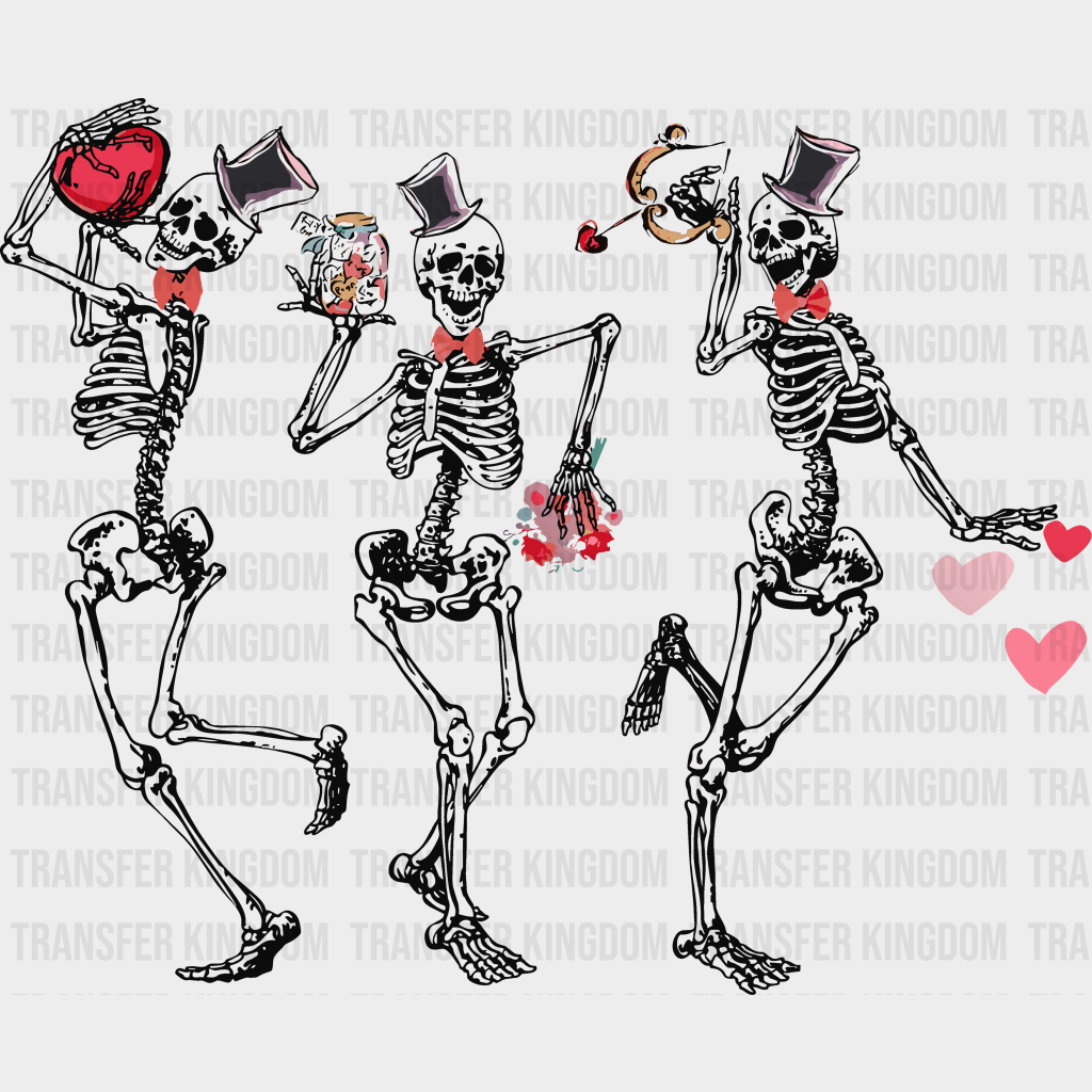 Dancing Skeletons Valentines Day Design - Dtf Heat Transfer