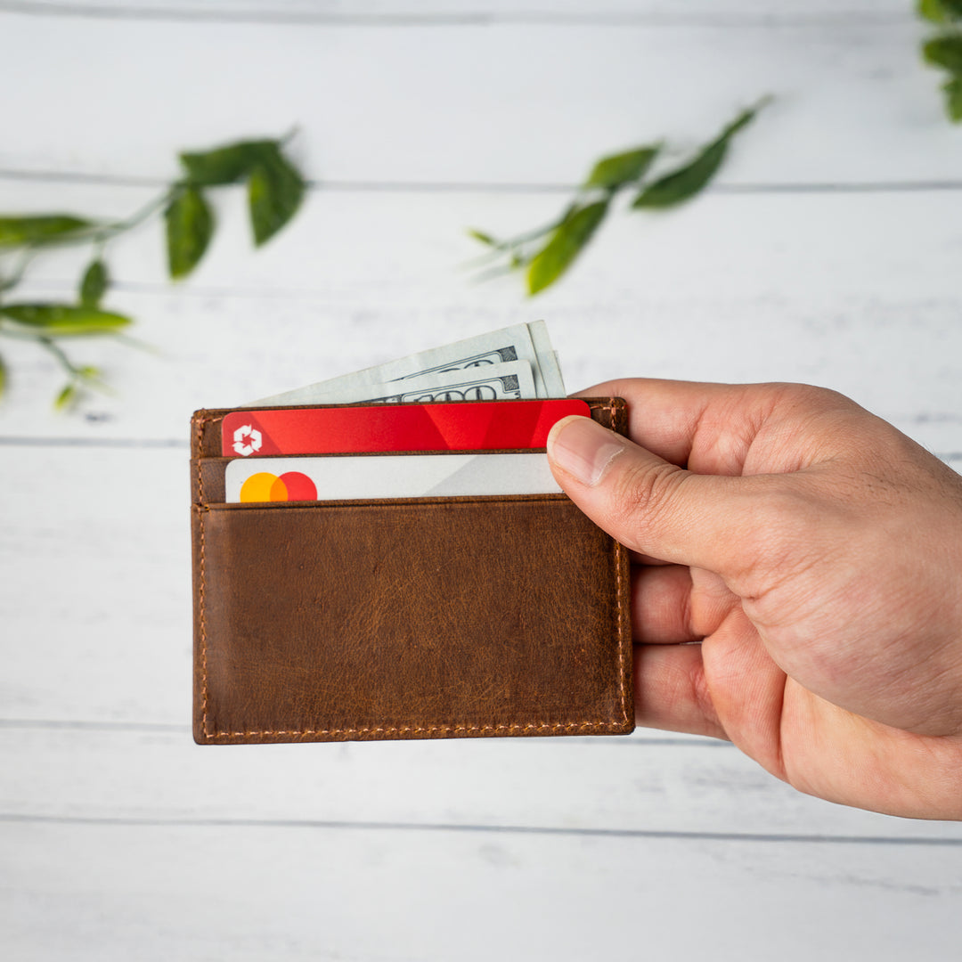Faux Leather Credit Card Holder – Slim Minimalist Wallet for Men & Women