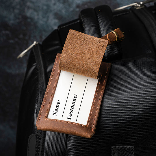 Luggage Tag – Faux Leather Travel ID Tag with Strap