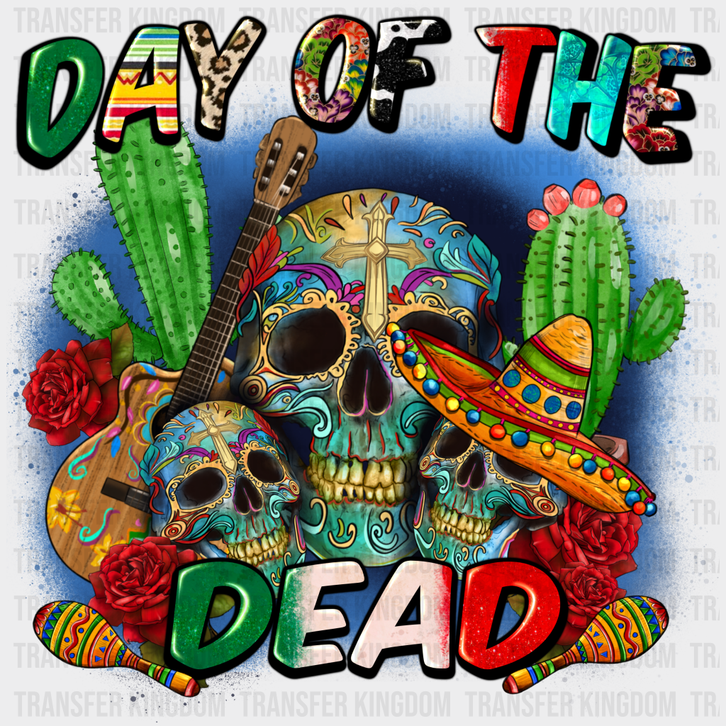 Day Of The Dead Cactus Design - Dtf Heat Transfer