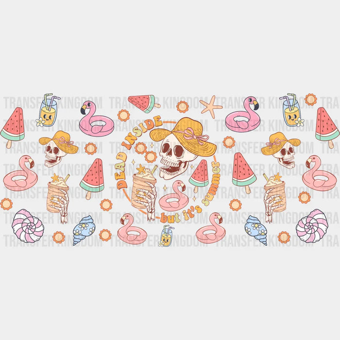 Dead Inside But It's Summer - Summer Cup Wrap UV Sticker Permanent UV DTF Decal