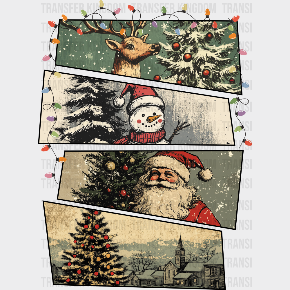 Deer Snowman Santa Tree Collage - Christmas DTF Transfer
