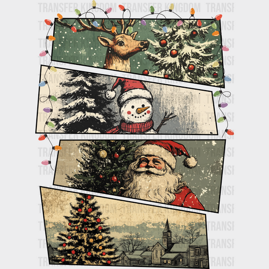 Deer Snowman Santa Tree Collage - Christmas DTF Transfer