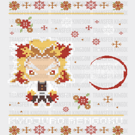 Demon Slayer Kyojuro Rengoku Pixel Design - Anime DTF Transfer