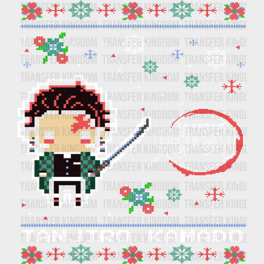 Demon Slayer Tanjiro Kamado Pixel Design - Anime DTF Transfer