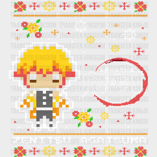 Demon Slayer Zenitsu Agatsuma Pixel Design - Anime DTF Transfer
