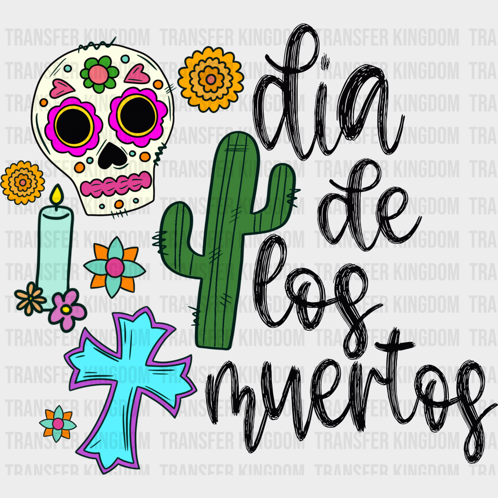 Dia De Los Muertos Doodles - Day Of The Dead Dtf Heat Transfer Unisex S & M (10’) / Dark Color