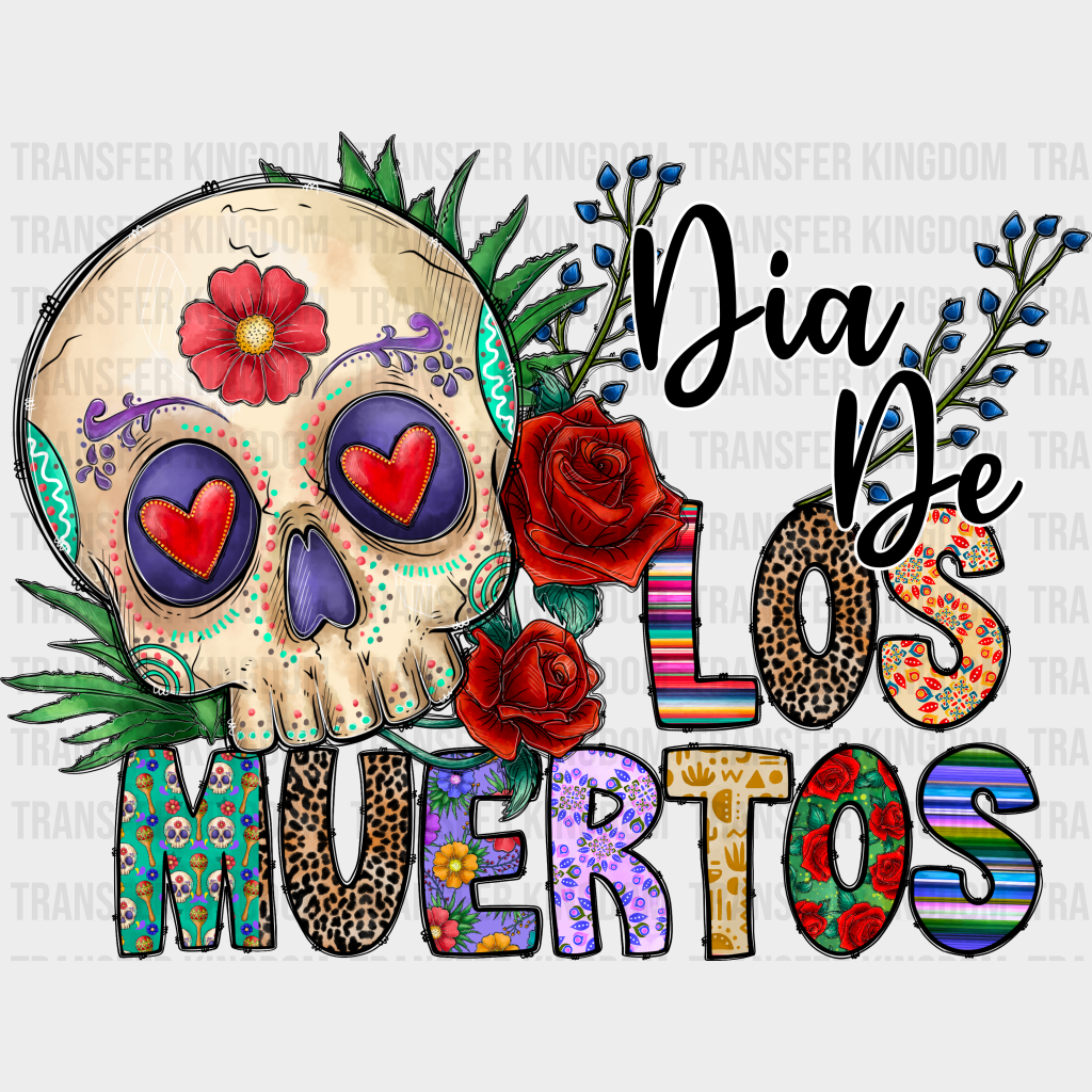 Dia De Los Muertos Heart Eye Skull - Day Of The Dead Dtf Heat Transfer