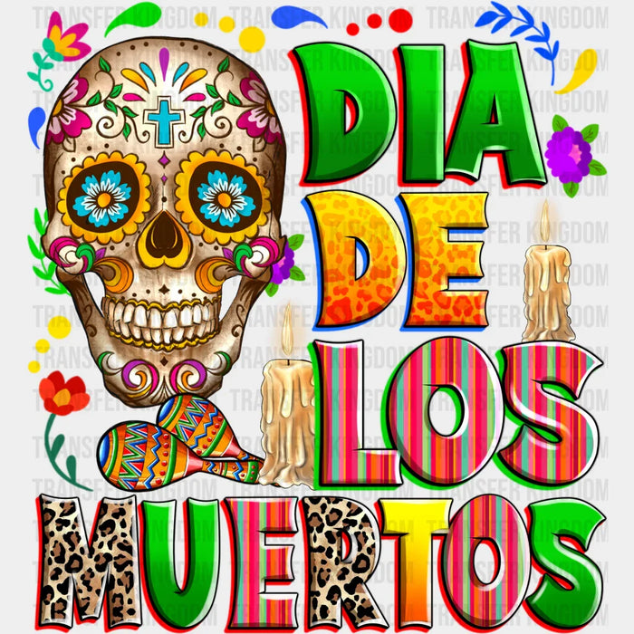 Dia De Los Muertos Skull Design - Day Of The Dead DTF heat transfer