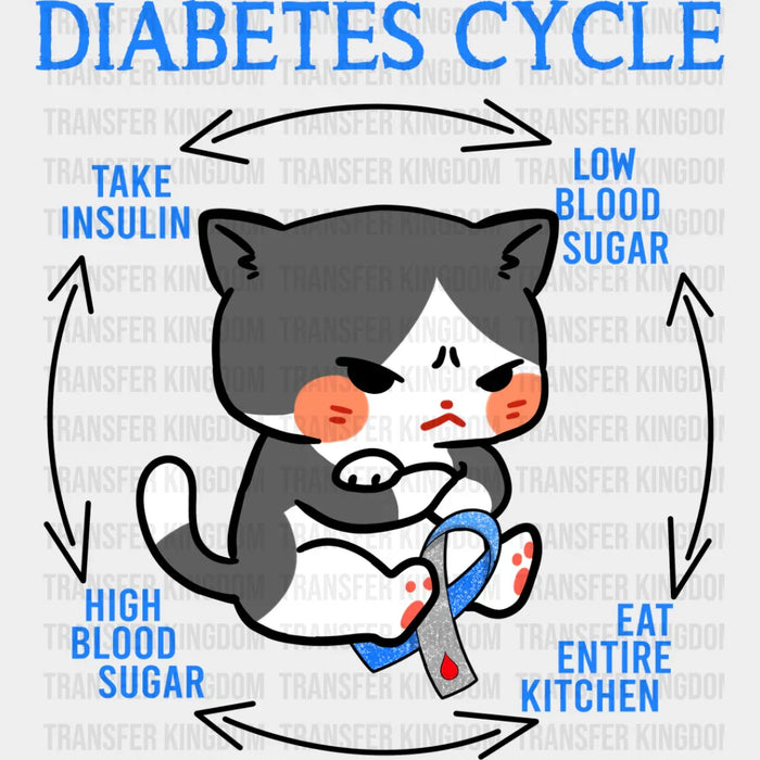 Diabetes Cycle Cat Design - Diabetes DTF heat transfer